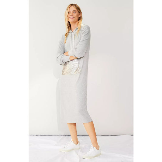 Anthropologie Saturday/Sunday Derry Sequined Tunic Dress Womens 8 Gray Midi