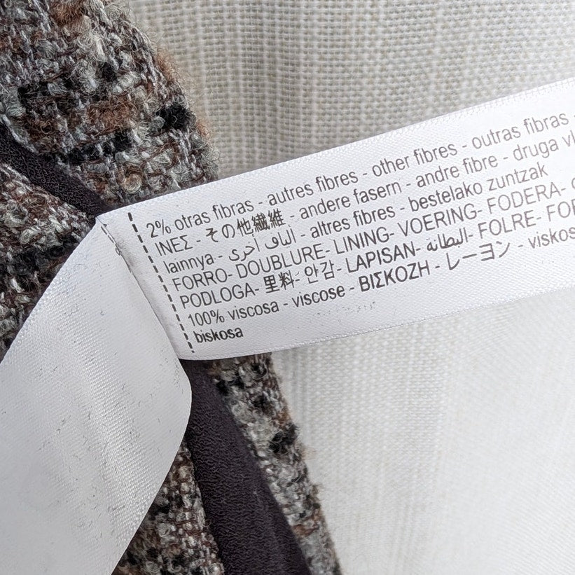 Massimo Dutti Wool Blend Blazer 6081/681/802 Womens 8 Gray/Brown Textured Weave