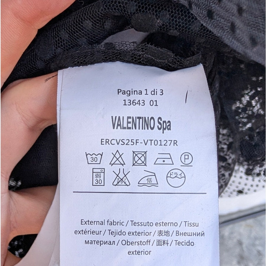 Red Valentino by Valentino Dress Womens IT 48/US 12 Black Tulle Tiered Dot Mini