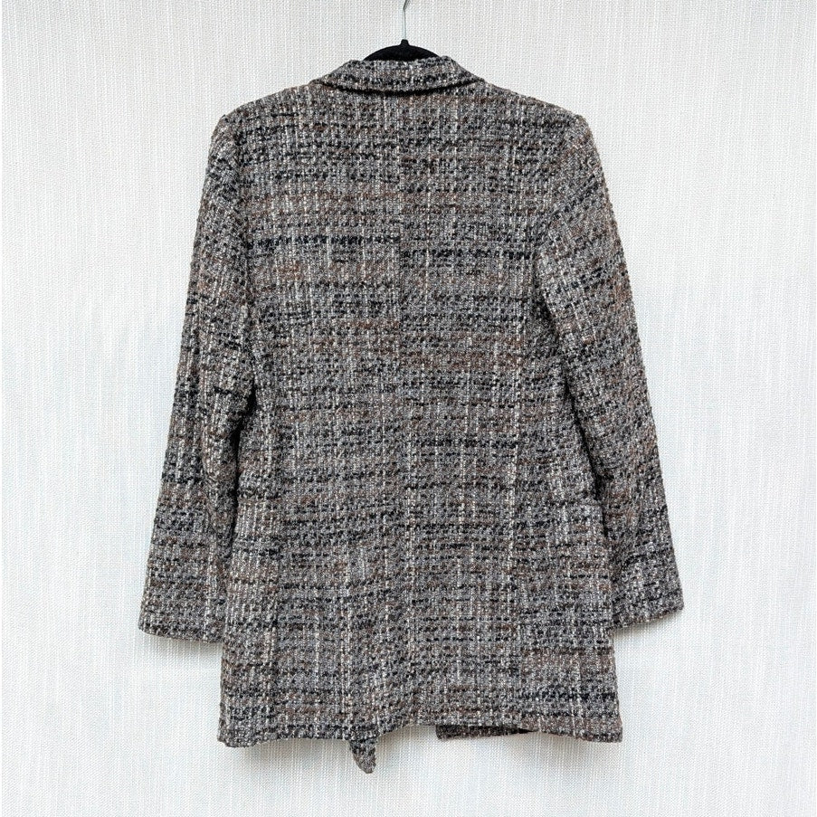 Massimo Dutti Wool Blend Blazer 6081/681/802 Womens 8 Gray/Brown Textured Weave