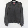 Johnny Was French Terry Beaded Sweatshirt Womens S Charcoal Heather Crewneck