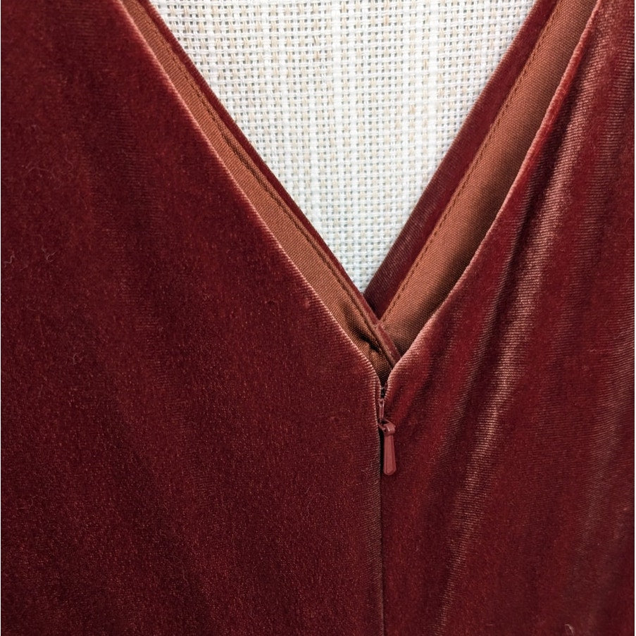 Reverly Vera Velvet V neck Long Sleeve Front Slit Wrap Maxi Dress, size 6