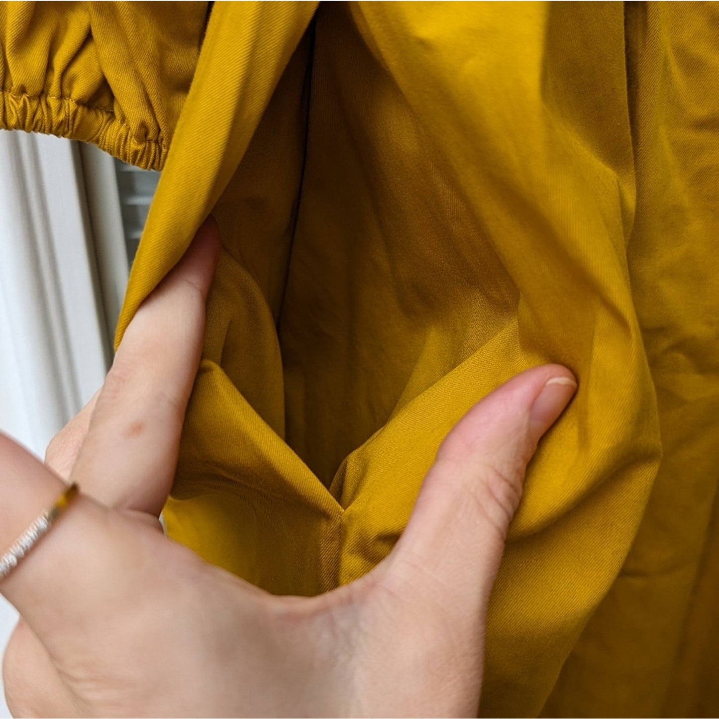 Zara warm yellow short dress with lapels collar, size XS