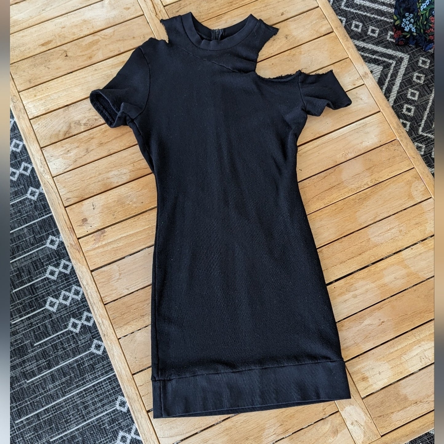 N:PHILANTHROPY x Revolve Brea Black Asymmetric Cotton Terry Mini Dress, size XS