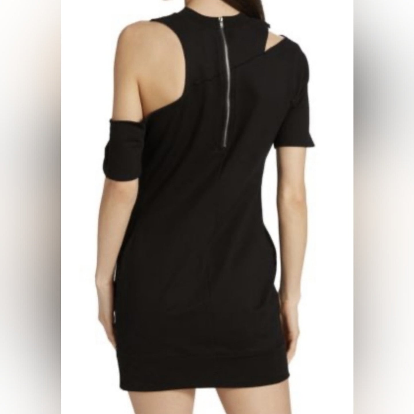 N:PHILANTHROPY x Revolve Brea Black Asymmetric Cotton Terry Mini Dress, size XS
