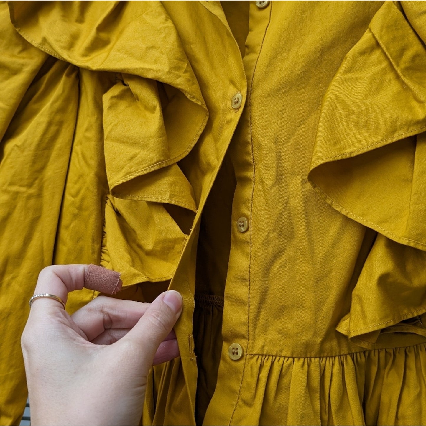 Zara warm yellow short dress with lapels collar, size XS